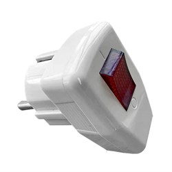 Ecola base Вилка угловая с выключателем Белая  с заземлением 16А 250V AEPL4WEAY - фото 2498