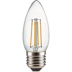 Ecola candle   LED Premium  6,0W  220V E27 2700K 360° filament прозр. нитевидная свеча (Ra 80, 100 Lm/W, КП=0) 96х37 N7QW60ELC - фото 2686