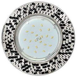 Ecola GX53 H4 5319 Glass Круг с  прозр.-черной мозаикой/фон зерк./центр.часть хром 40x123 (к+) FU53RMECB - фото 3091