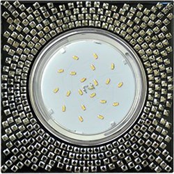 Ecola GX53 H4 5320 Glass Квадрат с  прозр.  мозаикой/фон черный./центр.часть хром 40x123x123 (к+) FX53SGECB - фото 3095