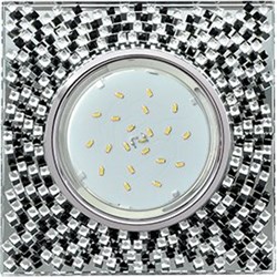 Ecola GX53 H4 5320 Glass Квадрат с  прозр.-черной мозаикой/фон зерк../центр.часть хром 40x123x123 (к+) FU53SGECB - фото 3096