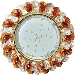 Ecola GX53 H4 5341 Glass Круглый с хрусталиками Прозрачный и Янтарь /Золото 56x120 (к+) FA53RYECB - фото 3109
