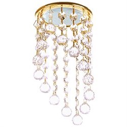 Ecola GX53 H4 5344 Glass Круглый с большими хрусталиками на подвесе "под скос" Прозрачный /Золото 225x110 (к+) FQ53RVECB - фото 3119