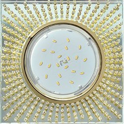 Ecola GX53 H4 5352 Glass Квадрат с прозр.стразами (оправа золото)/фон зерк./центр.часть золото 40x123x123 (к+) FG53SGECB - фото 3132