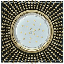 Ecola GX53 H4 5352 Glass Квадрат с прозр.стразами (оправа золото)/фон черный./центр.часть золото 40x123x123 (к+) FP53SGECB - фото 3133