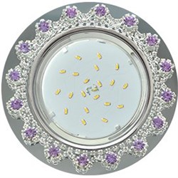 Ecola GX53 H4 5360 Glass Круг с  прозр.и аметист. стразами Корона (оправа хром)/фон зерк../центр.часть хром 52x120 (к+) FP53RNECB - фото 3142