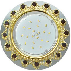 Ecola GX53 H4 5360 Glass Круг с  прозр.и янтарн. стразами Корона (оправа золото)/фон зерк../центр.часть золото 52x120 (к+) FA53RNECB - фото 3144