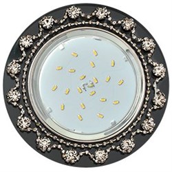 Ecola GX53 H4 5360 Glass Круг с  прозрачными стразами Корона (оправа хром)/фон черн./центр.часть хром 52x120 (к+) FB53RNECB - фото 3146