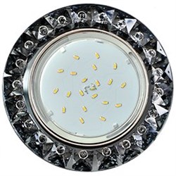 Ecola GX53 H4 5361 Glass Круг с крупными стразами Конус/фон черн./центр.часть хром 52x120 (к+) FQ53RGECB - фото 3155