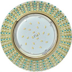 Ecola GX53 H4 5363 Glass Круг с прозр.и бирюз. стразами (оправа золото)/фон зерк./центр.часть золото 40x120 (к+) FM53RGECB - фото 3160