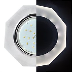 Ecola GX53 H4 LD5312 Glass Стекло 8-угольник с прямыми гранями с подсветкой  хром - матовый 38x128 (к+) SL538AECH - фото 3327