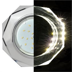Ecola GX53 H4 LD5312 Glass Стекло 8-угольник с прямыми гранями с подсветкой  хром - хром (зеркальный) 38x128 (к+) SM538AECH - фото 3329