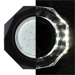Ecola GX53 H4 LD5312 Glass Стекло 8-угольник с прямыми гранями с подсветкой  черный хром - черный 38x128 (к+) SP538AECH - фото 3330