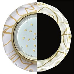 Ecola GX53 H4 LD5313 Glass Стекло Круг с вогнутыми гранями с подсветкой  золото - золото на белом 38x126 (к+) SG53RCECH - фото 3331
