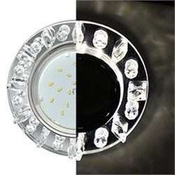 Ecola GX53 H4 LD5361 Glass Круг с квадр. прозр. стразами с подсветкой/фон зерк./центр.часть хром 52x120 (к+) SK53RNEFB - фото 3350