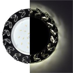 Ecola GX53 H4 LD5361 Glass Круг с крупными  прозр. стразами Елочка с подсветкой/фон черн./центр.часть хром 54x120 (к+) SL53RNEFB - фото 3354