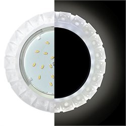 Ecola GX53 H4 LD5361 Glass Круг с крупными матовыми стразами Конус с подсветкой/фон мат./центр.часть хром 52x120 (к+) SN53RGEFB - фото 3355