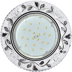 Ecola GX53 H4 LD7071 Светильник встр. искристый с подсветкой "Розы" Прозрачный / Хром 35x125 (к+) FT53CREFB - фото 3378