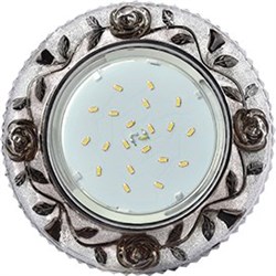 Ecola GX53 H4 LD7071 Светильник встр. искристый с подсветкой "Розы" Прозрачный и Черный / Хром 35x125 (к+) FK53CREFB - фото 3381