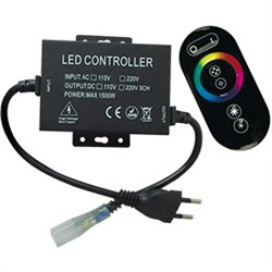 Ecola LED strip 220V RGB  RF controller (IP20) 1500W 6,6A для ленты 220V 16x8 IP68 с кольцевым сенсорным черным радиопультом RFB615KSB - фото 3800