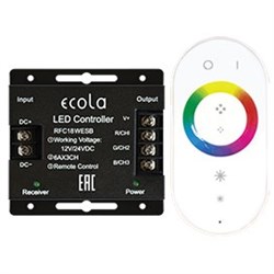 Ecola LED strip RGB RF controller 18A 216W 12V (432W 24V) с кольцевым сенсорным белым радиопультом RFC18WESB - фото 4140