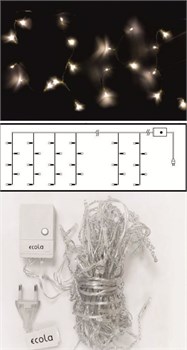Ecola LED гирлянда 220V  IP20 Бахрома 3x0.5м  80Led 4000K, 8 режимов, прозр.провод с вилкой N2RV03ELC - фото 4180