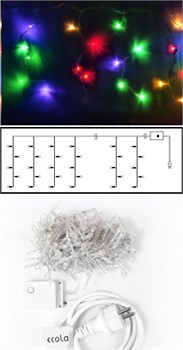 Ecola LED гирлянда 220V  IP44 Бахрома 5x0.5м 135Led RGBW, 8 режимов, прозр.провод с вилкой N4RM05ELC - фото 4183