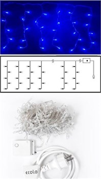 Ecola LED гирлянда 220V  IP44 Бахрома 5x0.5м 135Led Синий Blue, 8 режимов, прозр.провод с вилкой N4YB05ELC - фото 4186