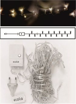 Ecola LED гирлянда 220V IP20 Нить  6м 100Led 4000K, 8 режимов, прозр.провод с вилкой N2YV06ELC - фото 4194