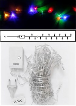 Ecola LED гирлянда 220V IP20 Нить 10м 160Led RGBW, 8 режимов, прозр.провод с вилкой N2YM10ELC - фото 4202