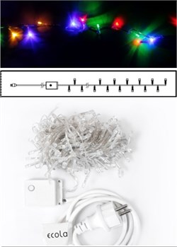 Ecola LED гирлянда 220V IP44 Нить 10м 160Led RGBW, 8 режимов, прозр.провод с вилкой N4YM10ELC - фото 4208