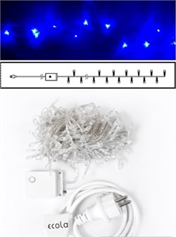 Ecola LED гирлянда 220V IP44 Нить 15м 200Led Синяя Blue, 8 режимов, прозр.провод с вилкой N4YB15ELC - фото 4210
