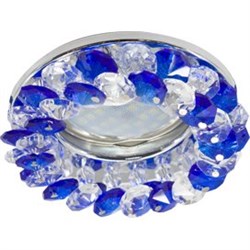 Ecola Light MR16 CD4141 GU5.3 Светильник встр. круглый с хрусталиками Прозрачный и Голубой/Хром 50x90 (кd74) FL1617EFY - фото 4302