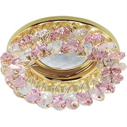 Ecola Light MR16 CD4141 GU5.3 Светильник встр. круглый с хрусталиками Прозрачный и Розовый/Золото 50x90 (кd74) FF1617EFY - фото 4303