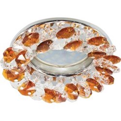 Ecola Light MR16 CD4141 GU5.3 Светильник встр. круглый с хрусталиками Прозрачный и Янтарь/Хром 50x90 (кd74) FO1617EFY - фото 4305