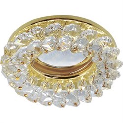 Ecola Light MR16 CD4141 GU5.3 Светильник встр. круглый с хрусталиками Прозрачный/Золото 50x90 (кd74) FD1617EFY - фото 4306