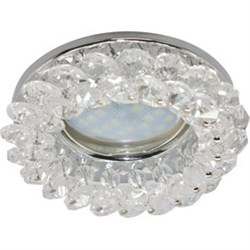 Ecola Light MR16 CD4141 GU5.3 Светильник встр. круглый с хрусталиками Прозрачный/Хром 50x90 (кd74) FW1617EFY - фото 4307