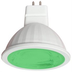 Ecola MR16   LED color  9,0W  220V GU5.3 Green Зеленый (насыщенный цвет) прозрачная 47х50 M2CG90ELT - фото 4373