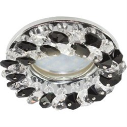 Ecola MR16 CD4141 GU5.3 Светильник встр. круглый с хрусталиками Прозрачный и Черный/Хром 50x90 (кd74) FB1618EFY - фото 4408