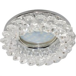 Ecola MR16 CD4141 GU5.3 Светильник встр. круглый с хрусталиками Прозрачный/Хром 50x90 (кd74) FW1618EFY - фото 4412