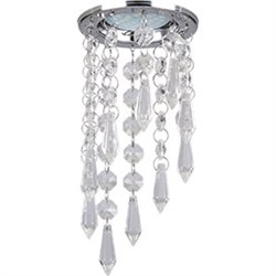 Ecola MR16 CR1001 GU5.3 Glass Стекло Круг с продолговатыми хруст. на подвесе "под скос" Прозрачный / Хром 84x210 FA16RVECB - фото 4413