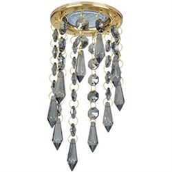 Ecola MR16 CR1001 GU5.3 Glass Стекло Круг с продолговатыми хруст. на подвесе "под скос" Тонированный / Золото 84x210 FG16RVECB - фото 4414