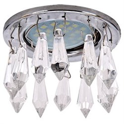 Ecola MR16 CR1003 GU5.3 Glass Стекло Круг с продолговатыми хруст. на коротком подвесе Прозрачный / Хром 84x76 FH16RVECB - фото 4418