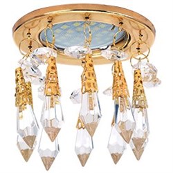 Ecola MR16 CR1004 GU5.3 Glass Стекло Круг "Восточный стиль" на коротком подвесе Прозрачный / Золото 84x100 FP16RVECB - фото 4419
