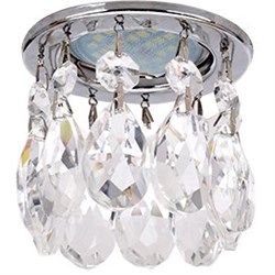 Ecola MR16 CR1006 GU5.3 Glass Стекло Круг с каплевидными хруст. на прямом подвесе Прозрачный / Хром 84x100 FC16RVECB - фото 4426