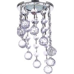 Ecola MR16 CR1007 GU5.3 Glass Стекло Круг с большими хруст. на подвесе "под скос" Прозрачный / Хром 84x170 FU16RVECB - фото 4429