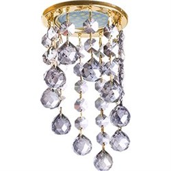 Ecola MR16 CR1007 GU5.3 Glass Стекло Круг с большими хруст. на подвесе "под скос" Тонированный / Золото 84x170 FY16RVECB - фото 4430