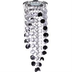 Ecola MR16 CR1008 GU5.3 Glass Стекло Круг c хруст. на подвесе "двойной скос" Прозрачный и Черный / Хром 84x265 FR16RVECB - фото 4432