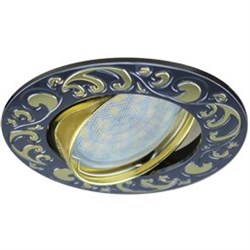 Ecola MR16 DL114 GU5.3 Светильник встр. литой поворотный Лианы Черный Хром/Золото 25x90 FM1604EFF - фото 4495