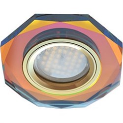 Ecola MR16 DL1652 GU5.3 Glass Стекло 8-угольник с прямыми гранями Мультиколор / Золото 25x90 (кd74) FM1652EFF - фото 4526